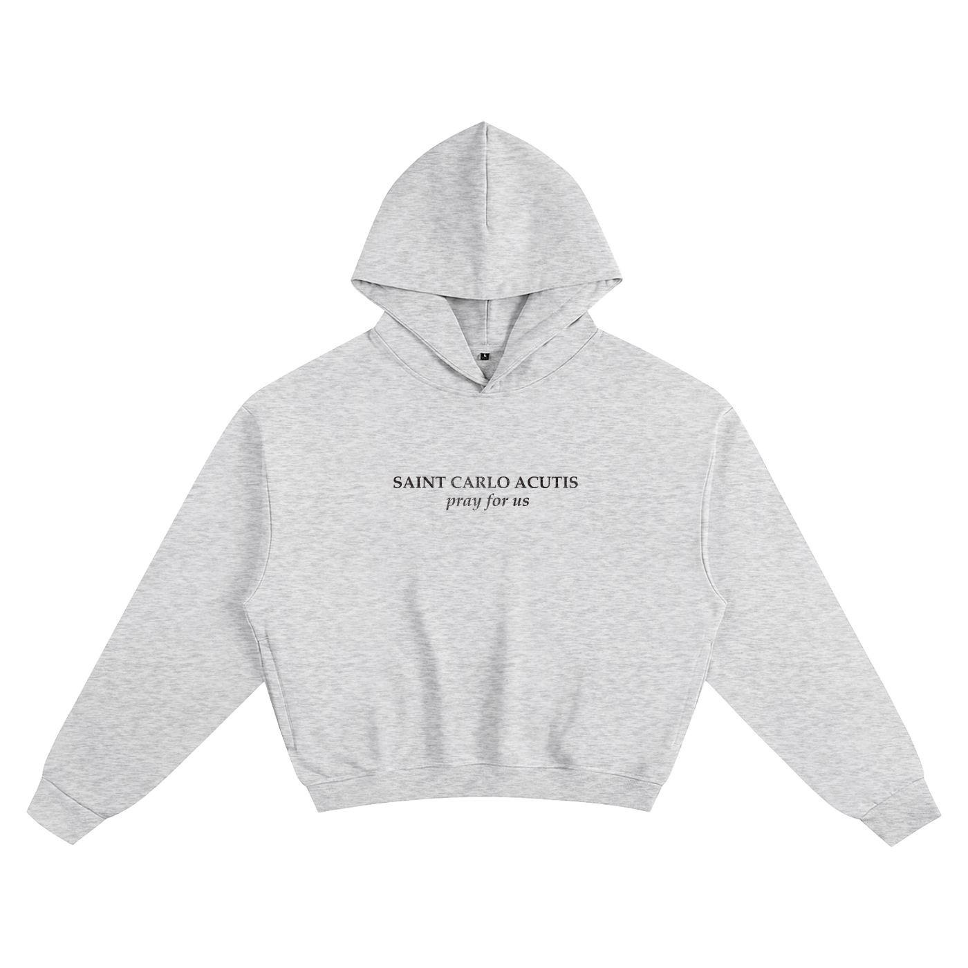 Saint Carlo Acutis Cropped Grey Hoodie