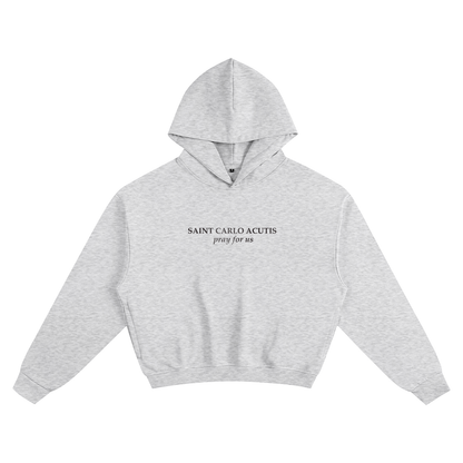 Saint Carlo Acutis Cropped Grey Hoodie